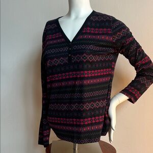 Chaps southwestern Black and red Cotton Top